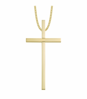4 Inch Gold Plated Clergy Cross Necklace