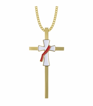 4 Inch Gold Plated Deacon Cross Necklace
