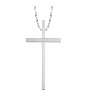 4 Inch Silver Plated Clergy Cross Necklace