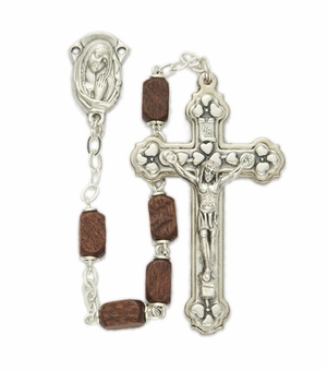 4 x 6mm Brown Square Cut Brown Beads and Madonna Center Rosary