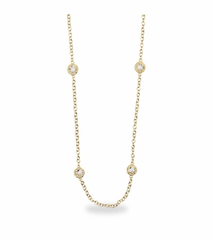 48 Inch Gold Plated Cable Necklace Chain with Crystal CZ Stones