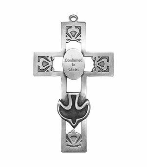 5-1/2 Inch Pierced Pewter Dove Confirmation Wall Cross