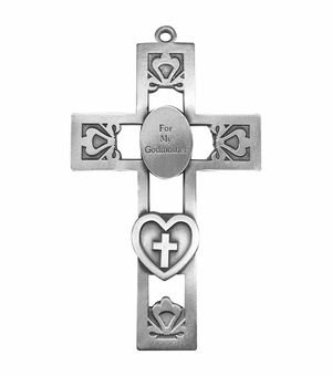5-1/2 Inch Pierced Pewter Godmother Wall Cross