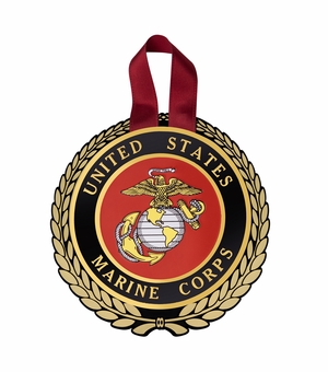 5-1/4 Inch Gold Wreath Christmas Ornament with 4 Inch Round Raised and Color Printed United States Marine Corps Insert