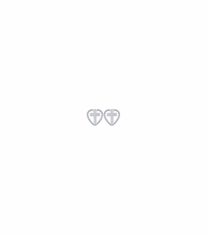 5/16 Inch Sterling Silver Heart with Cross Earrings