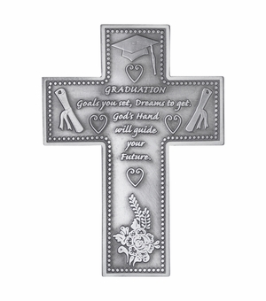 5-5/8 Inch Antiqued Pewter Graduation Wall Cross