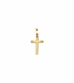 5/6 Inch 14KT Gold Inner-Beaded Cross Pendant