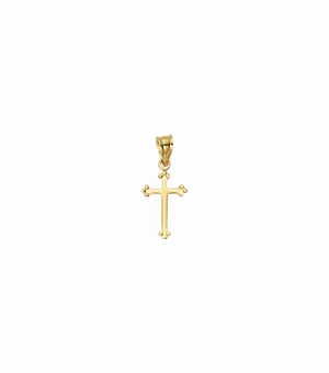5/8 Inch 14KT Gold Budded Ends Cross Pendant 