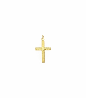 5/8 Inch 14KT Gold Centered Heart Cross Pendant