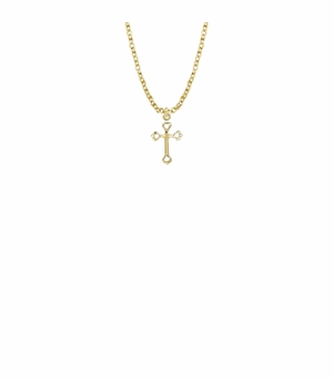 5/8 Inch 10KT Gold Filled Baby Open Heart Cross Necklace 