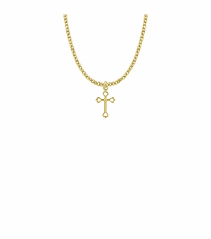 5/8 Inch 10KT Gold Filled Opened Heart Ends Cross Necklace