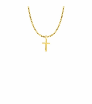 5/8 Inch 14KT Gold Plated Over Sterling Silver Plain Cross Necklace