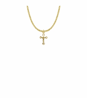 5/8 Inch 14KT Gold Plated Over Sterling Silver Small Pierced Crucifix Necklace