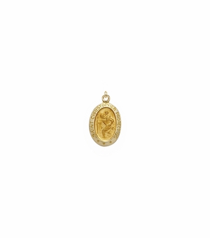 5/8 Inch 14KT Oval St. Christopher Medal, Patron Saint of Travelers