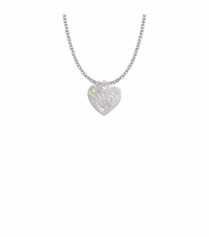 5/8 Inch "Mommy & Me" Silver Heart Necklace with August Birthstone
