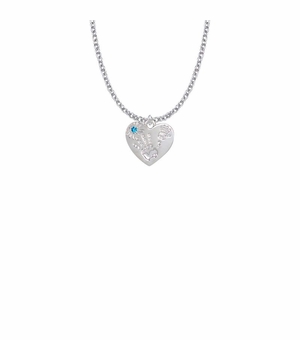 5/8 Inch "Mommy & Me" Silver Heart Necklace with December Birthstone