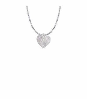 5/8 Inch "Mommy & Me" Silver Heart Necklace with June Birthstone