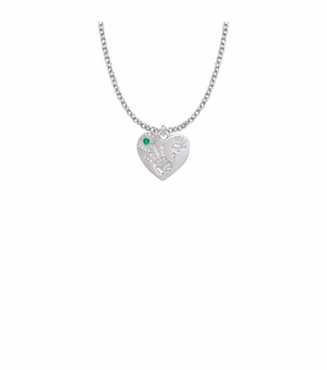5/8 Inch "Mommy & Me" Silver Heart Necklace with May Birthstone