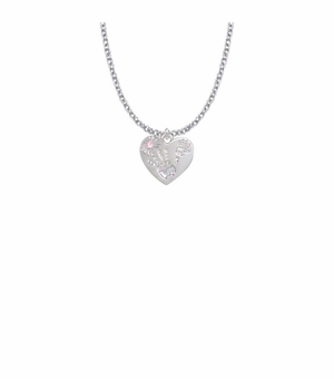5/8 Inch "Mommy & Me" Silver Heart Necklace with October Birthstone