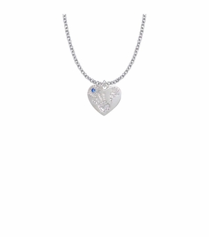 5/8 Inch "Mommy & Me" Silver Heart Necklace with September Birthstone