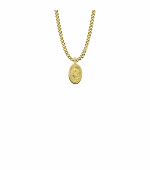 5/8 Inch Oval Pewter 14K Gold Plated Our Lady of Fatima Medal