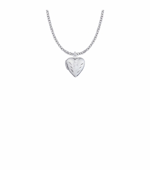 5/8 Inch Silver Plated Heart Locket Necklace with Etched Cross