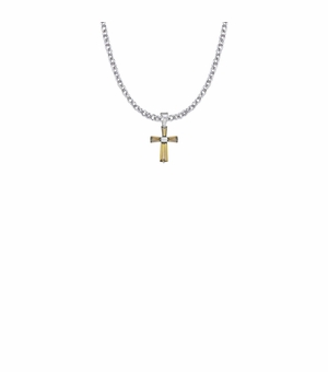 5/8 Inch Sterling Silver and Glass Crystal First Communion November Birthstone Baguette Cross Necklace