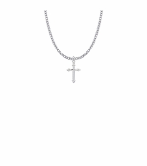 5/8 Inch Sterling Silver Budded Ends Cross Necklace