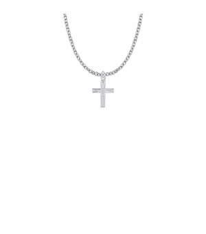 5/8 Inch Sterling Silver Centered Heart Cross Necklace