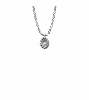 5/8 Inch Sterling Silver Decorative Border Oval Miraculous Medal