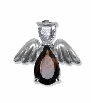 5/8 Inch Sterling Silver January Garnet Birthstone Angel Wing Pin