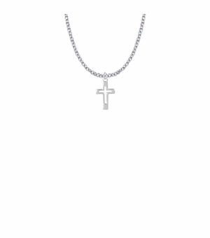 5/8 Inch Sterling Silver Pierced Cross Necklace