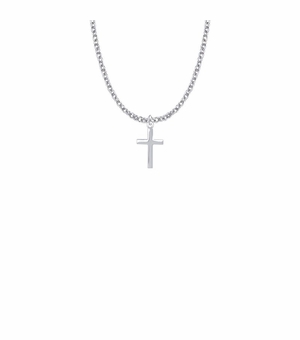 5/8 Inch Sterling Silver Plain Cross Necklace