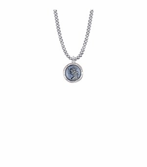 5/8 Inch Sterling Silver Round Blue Enameled St. Christopher Medal, Patron Saint of Travelers