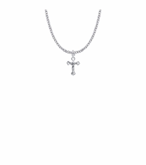 5/8 Inch Sterling Silver Small Pierced Crucifix Necklace