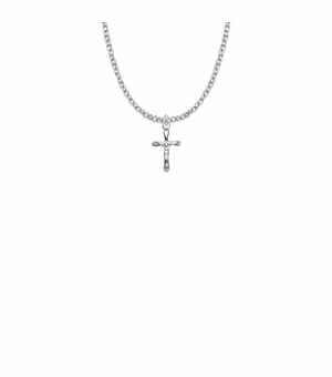 5/8 Inch Sterling Silver Small Rounded Ends Crucifix Necklace