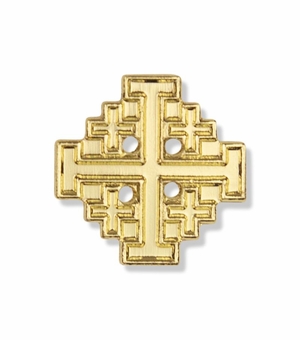 5/8 x 5/8 Inch Gold Jerusalem Cross Lapel Pin