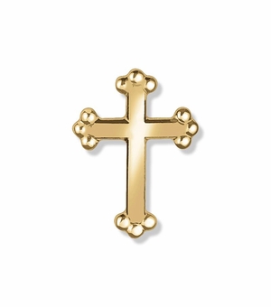 5/8  x 7/16 Inch Gold Budded Ends Cross Lapel Pin