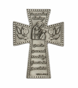 5" Fine Pewter Hand Finished  Communion "Grace" Wall Cross