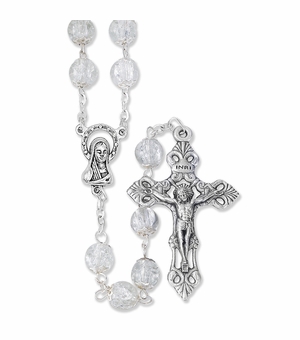 5mm Capped Glass Crystal Bead Rosary with Crucifix and Madonna Center