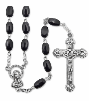 5mm Oval Hematite Beads Rosary Bead Rosary with Crucifix and Madonna Center