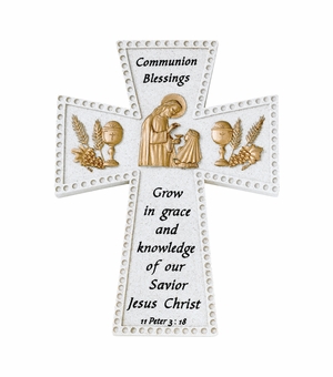 6 Inch Stone Resin First Communion Girl Blessings Wall Cross
