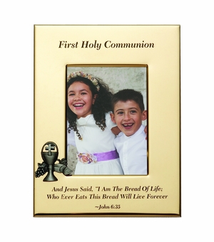 6 x 8-1/2 Inch Gold Plated First Holy Communion Photo Frame