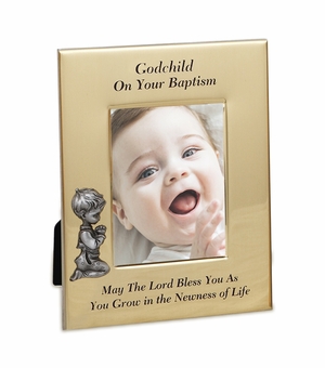 6 x 8 Inch Metal Boy Godchild Baptism Photo Frame