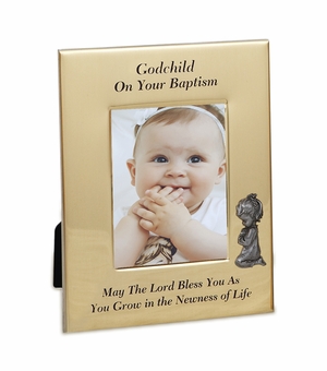 6 x 8 Inch Metal Girl Godchild Baptism Photo Frame