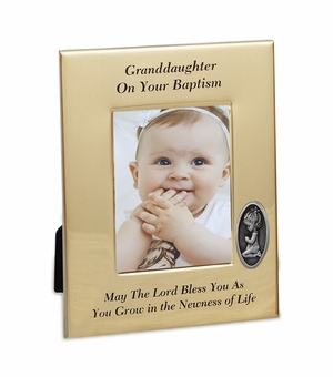6 x 8 Inch Metal Granddaughter Baptism Photo Frame