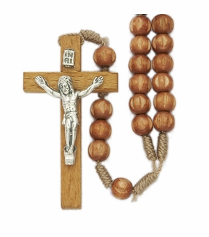6mm Carved Coco Beads with a Cord Rosary