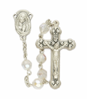 6mm Crystal Fire Polished Beads and Madonna Center Rosary