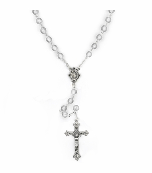 6mm Crystal Glass Bead Rosary with Crucifix and Miraculous Center