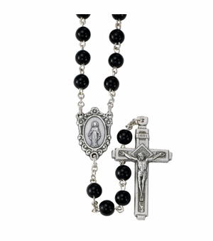 6mm Round Black Onyx Bead Rosary